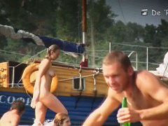 Hidden camera films beach nudist women tanning their bodies and big tits