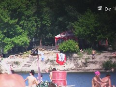 Beach spy cam voyeuring the naked couple of lovers