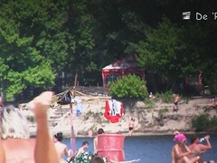 Beach spy cam voyeuring the naked couple of lovers