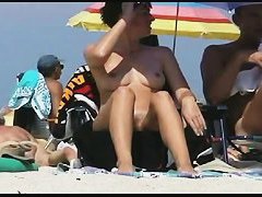 Public nudity scene with naked sexy brunette MILF