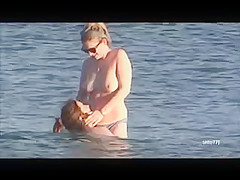 TWO TOPLESS LESBIANS AT A GREEK BEACH !!!