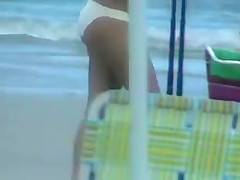 Candid Ass in white bikini