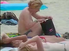 Sexy girls topless at beach - video