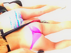 Walking with thong on beach