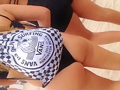 Walking with thong on beach