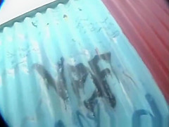 Girl disguises in the locker room