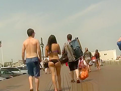 Sexy ass teen in black bikini bottom