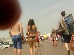 Sexy ass teen in black bikini bottom