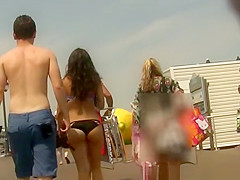 Sexy ass teen in black bikini bottom