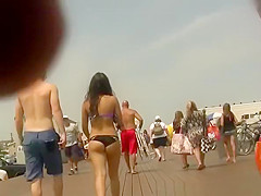 Sexy ass teen in black bikini bottom