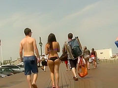 Sexy ass teen in black bikini bottom