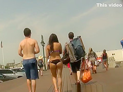 Sexy ass teen in black bikini bottom