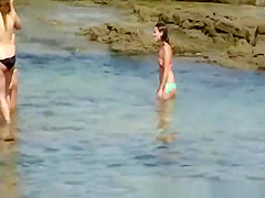 Topless girls with big and small boobs