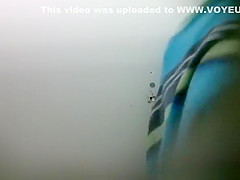 Caught in pool cabin drying her hot body