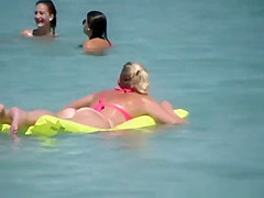 Sexy ass girl in floating air mattress