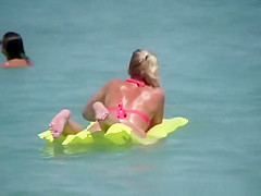 Sexy ass girl in floating air mattress