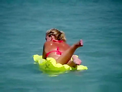 Sexy ass girl in floating air mattress