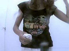 Small breasts teen dresses in beach cabin