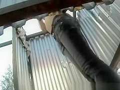 Girl with big breasts disguises in the locker room