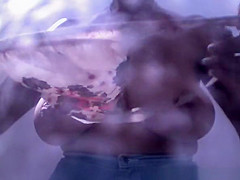 Big tits woman spied in beach cabin