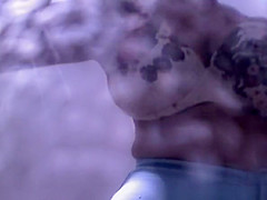 Big tits woman spied in beach cabin