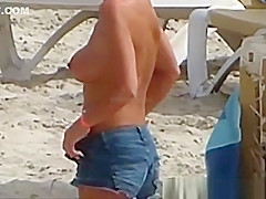 French Attractive topless blonde