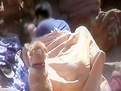 Shy couple fucking on a beach
