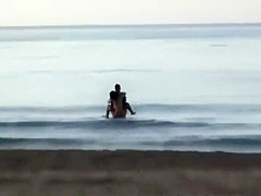 Wild fuck in the water caught by a voyeur