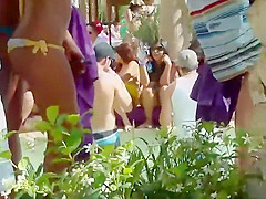 Perfect ass in a tiny bikini on a pool party