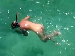 Naked diving girl spied by a voyeur
