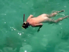Naked diving girl spied by a voyeur