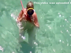 Naked diving girl spied by a voyeur