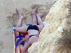 Sexy beach girl in wet crumpled bikini