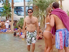 Peeping on nude girl's tan lines