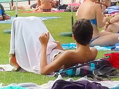 Funny pervert caught by the pool