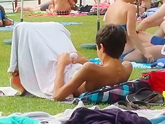 Funny pervert caught by the pool