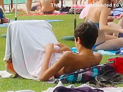 Funny pervert caught by the pool