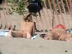 Bunch of nudists at a beach