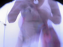 Busty woman with curvy body spied