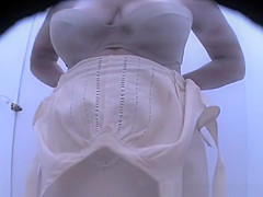 Busty woman with curvy body spied