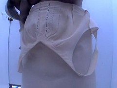 Busty woman with curvy body spied