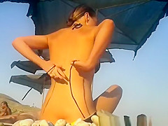 Trimmed pussy nudist caught by voyeur