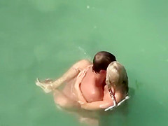 Chubby blonde nudist with her man