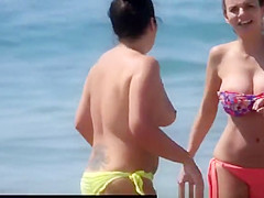 Two big natural tits chick topless