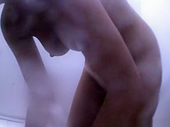 Girl in bikini caught showering and dressing