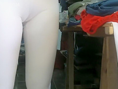 Chubby woman sunbathing