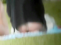 Sexy ass chick in bikini bottom pussy slip