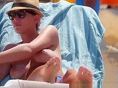 Nice tits blonde topless playing racket ball