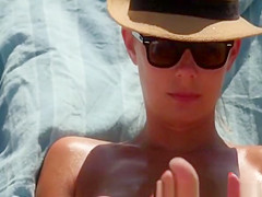 Nice tits blonde topless playing racket ball