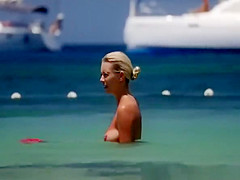 Nice tits blonde topless playing racket ball